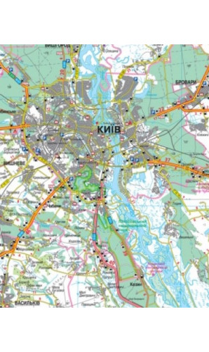 Карта автошляхів. Київська область. Масштаб 1:250 000